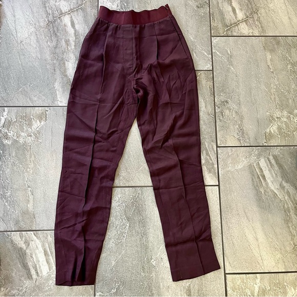 🤍 Philip Lim 3.1 Trousers Size 2 Maroon Deep Wine Pleat High Waist